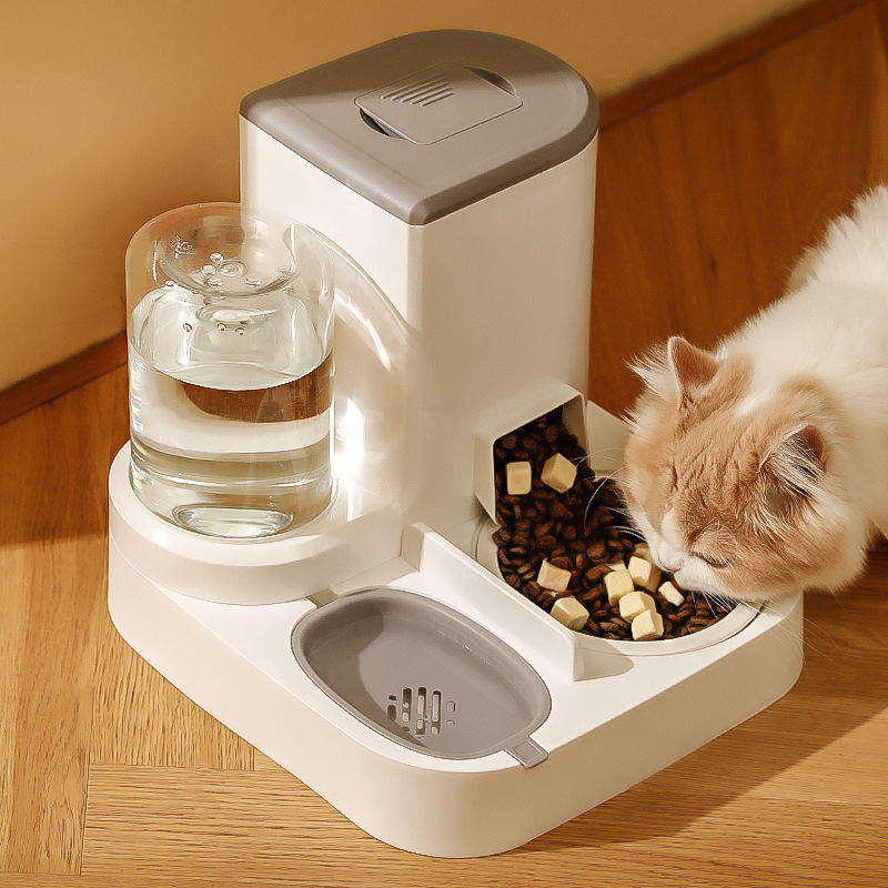 Automatic Cat Feeder with Stainless Steel Bowls – Pet Food Dispenser for Cats and Dogs