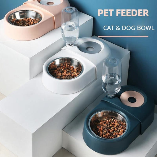 2-in-1 Dog & Cat Feeding Bowl with Automatic Water Refill - Tail Tales