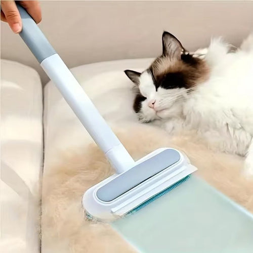 3 - in - 1 Pet Hair Remover Brush – Long Handle Tool for Cleaning Cat & Dog Fur from Furniture & Windows - Tail Tales