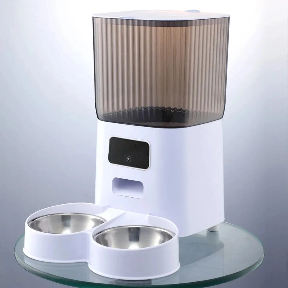 5L Smart Automatic Pet Feeder with Camera & Dual Bowls – WiFi Cat and Dog Food Dispenser