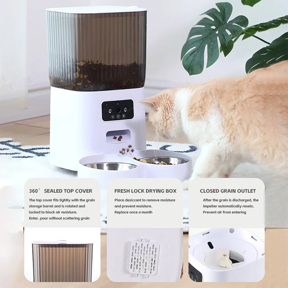 5L Smart Automatic Pet Feeder with Camera & Dual Bowls – WiFi Cat and Dog Food Dispenser - Tail Tales