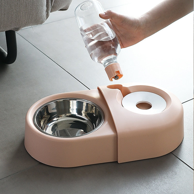 2-in-1 Dog & Cat Feeding Bowl with Automatic Water Refill
