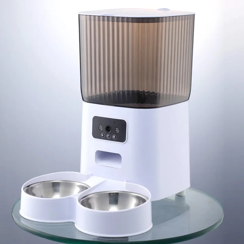 5L Smart Automatic Pet Feeder with Camera & Dual Bowls – WiFi Cat and Dog Food Dispenser