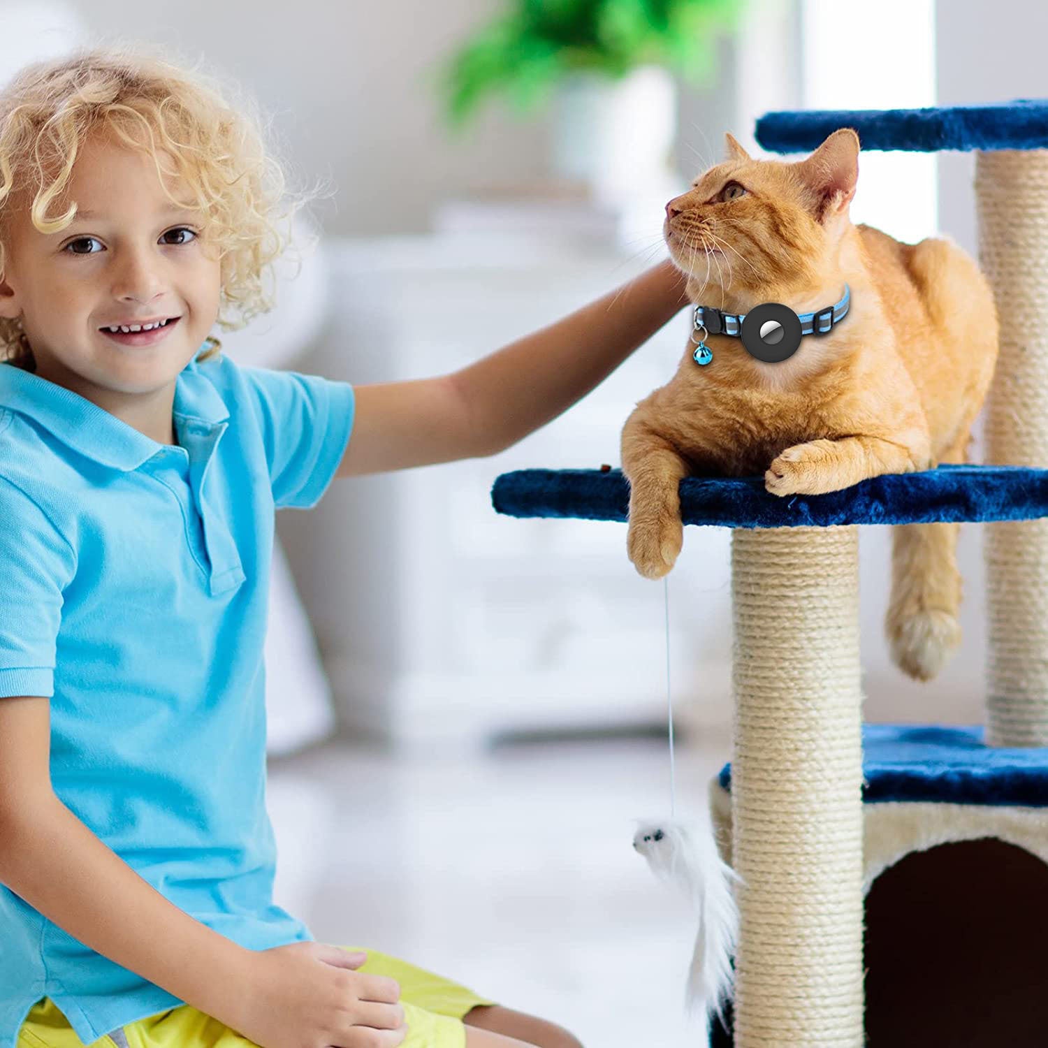 Reflective Air Tag Cat Collar with Bell for Pet Tracking
