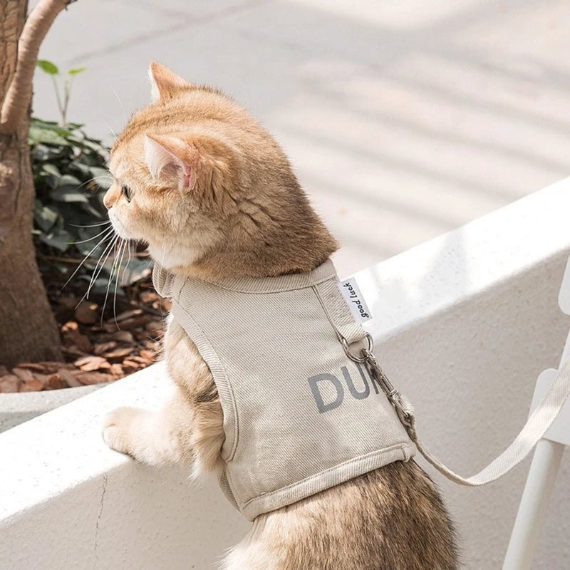Cat Chest Back Harness Leash Adjustable Length Pet Traction Cat Dog Traction Rope Collar Cat Harness Belt - Tail Tales