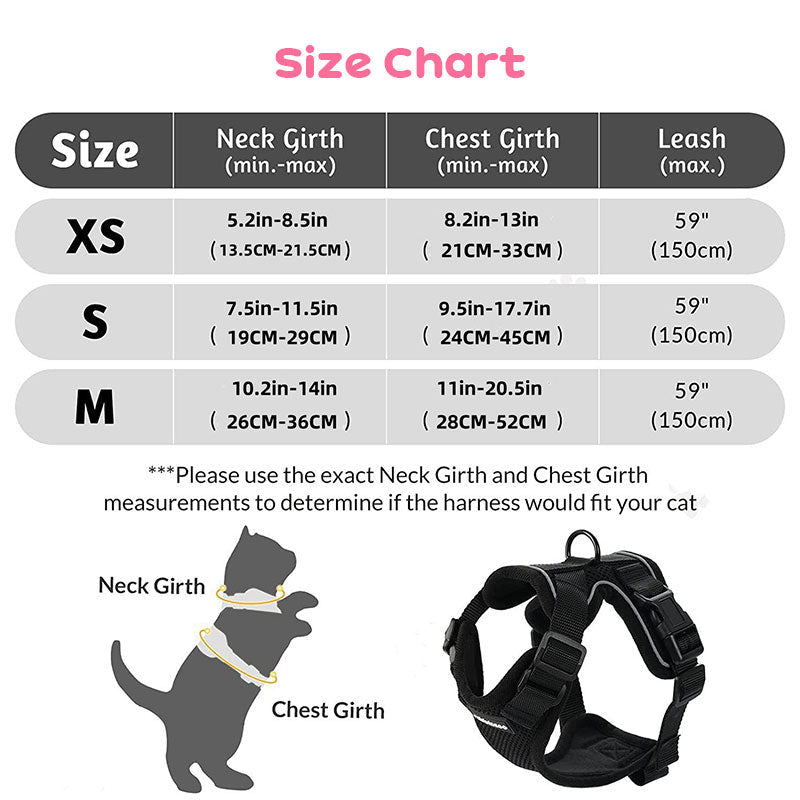 Cat Harness and Leash with Easy Control, Escape-Proof - Soft Adjustable Vest Harness for Walking Cats. - Tail Tales
