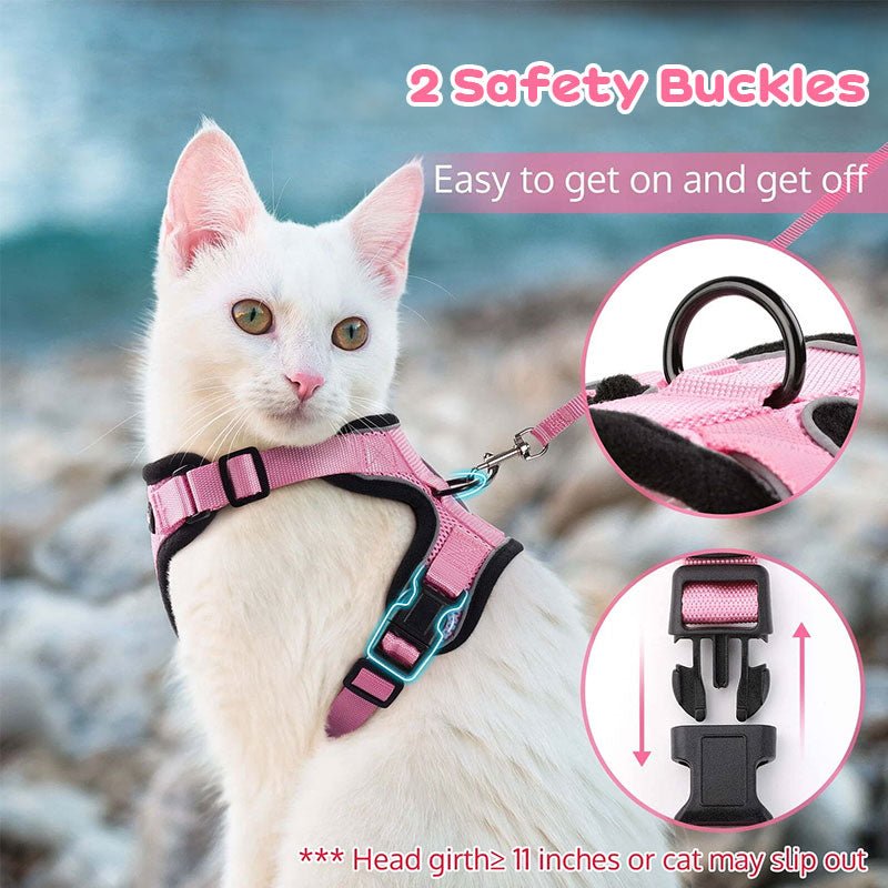 Cat Harness and Leash with Easy Control, Escape-Proof - Soft Adjustable Vest Harness for Walking Cats. - Tail Tales