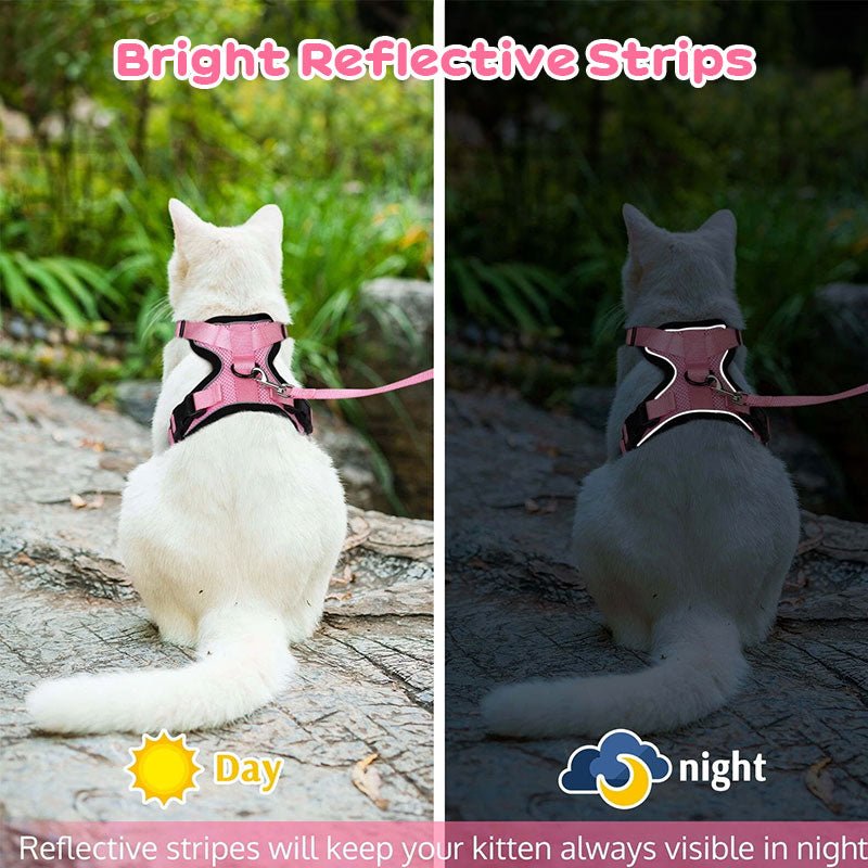 Cat Harness and Leash with Easy Control, Escape-Proof - Soft Adjustable Vest Harness for Walking Cats. - Tail Tales