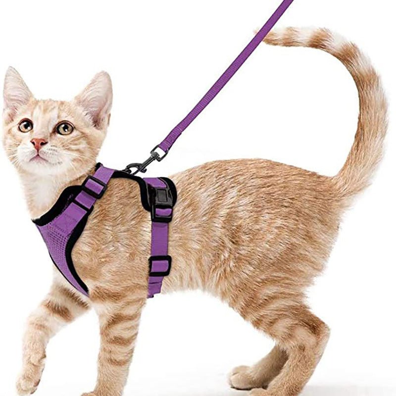 Cat Harness and Leash with Easy Control, Escape-Proof - Soft Adjustable Vest Harness for Walking Cats. - Tail Tales