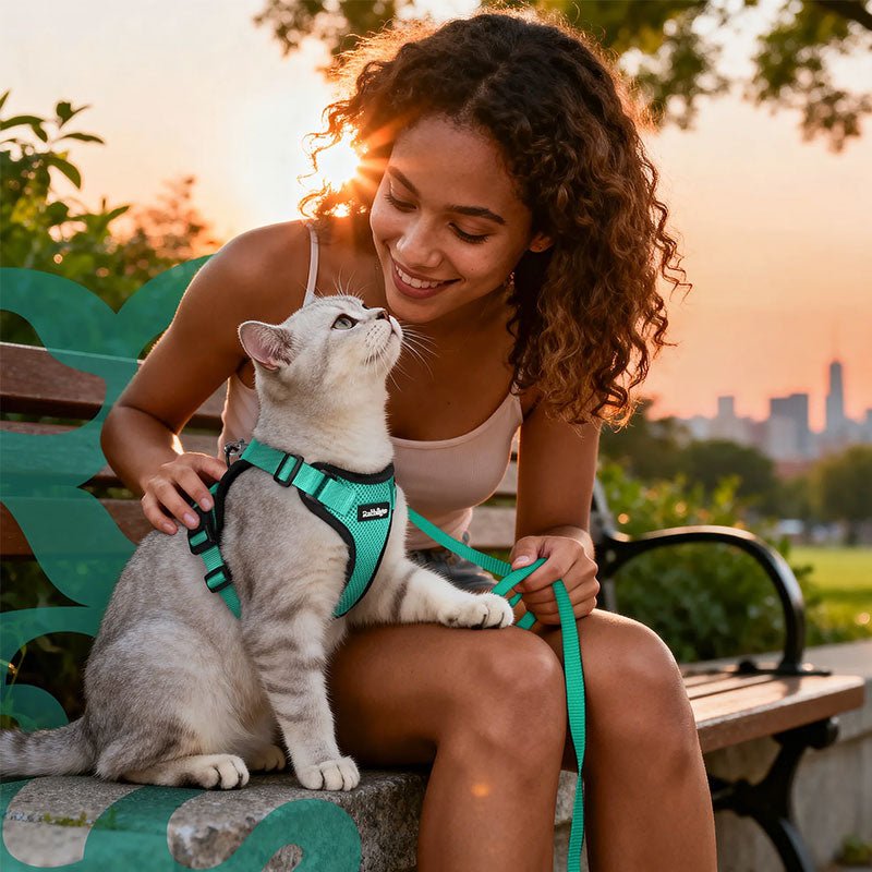Cat Harness and Leash with Easy Control, Escape-Proof - Soft Adjustable Vest Harness for Walking Cats. - Tail Tales