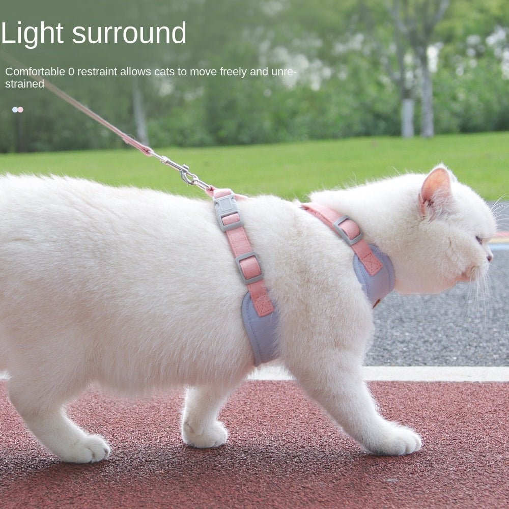 Cat traction rope to prevent breaking free cat chest harness for outdoor walking cat rope - Tail Tales
