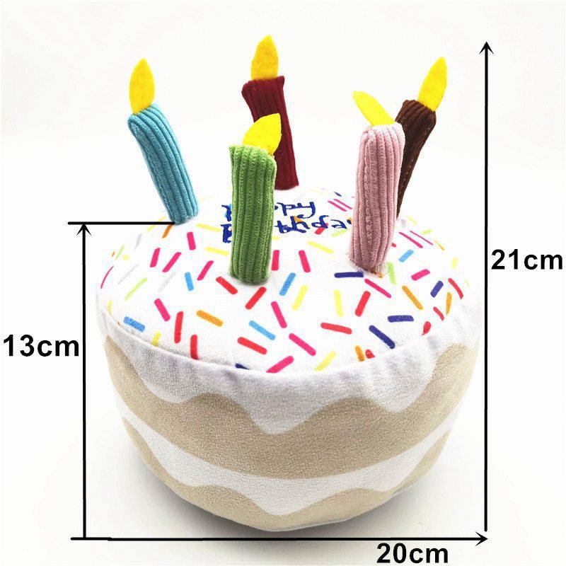 Cute Birthday Cake Squeaker Toy for Puppies, Dogs & Cats - Tail Tales