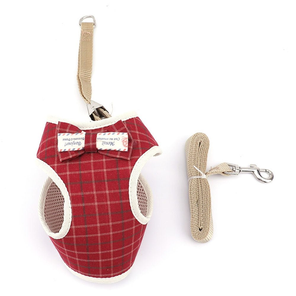 Cute Dog Cat Harness and Leash Set Nylon Mesh Pet Puppy Harness Lead Cat Collar Clothes Vest for Small Cats Kitten Pet Supplies - Tail Tales