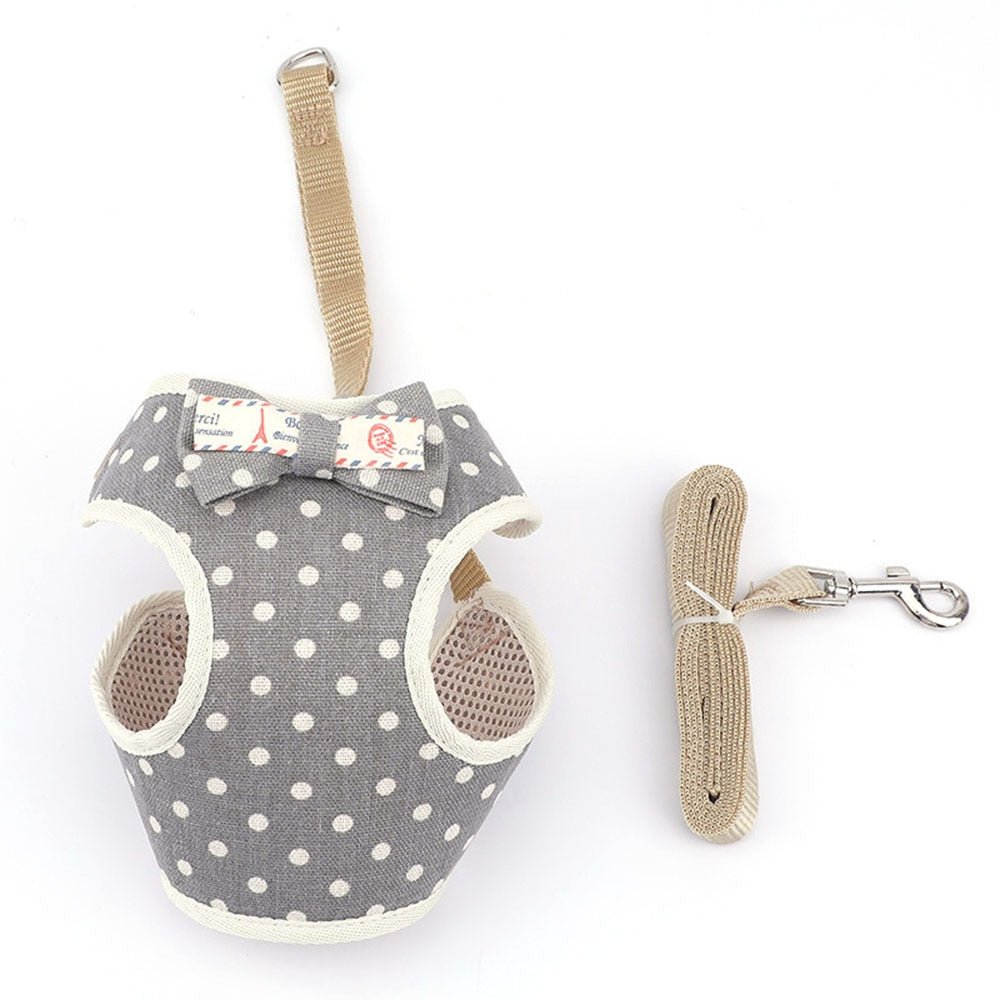 Cute Dog Cat Harness and Leash Set Nylon Mesh Pet Puppy Harness Lead Cat Collar Clothes Vest for Small Cats Kitten Pet Supplies - Tail Tales