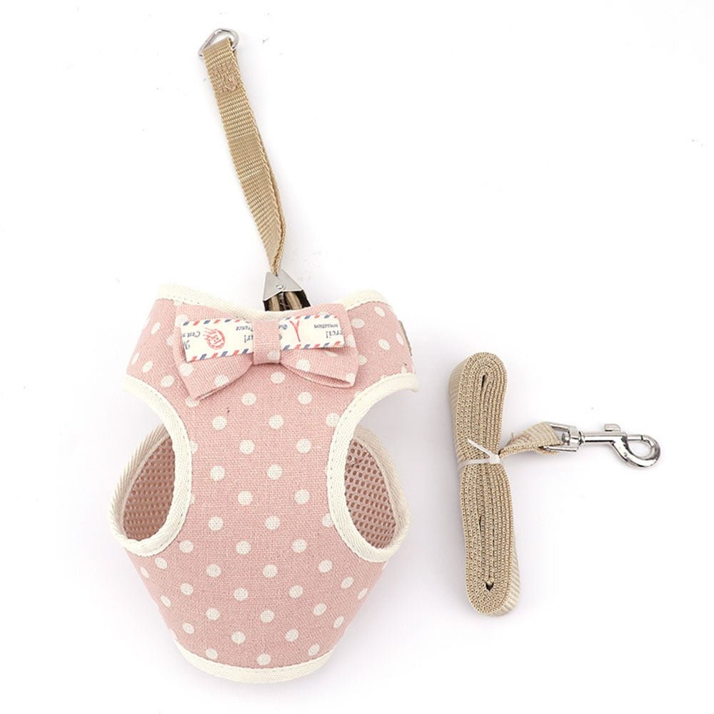 Cute Dog Cat Harness and Leash Set Nylon Mesh Pet Puppy Harness Lead Cat Collar Clothes Vest for Small Cats Kitten Pet Supplies - Tail Tales