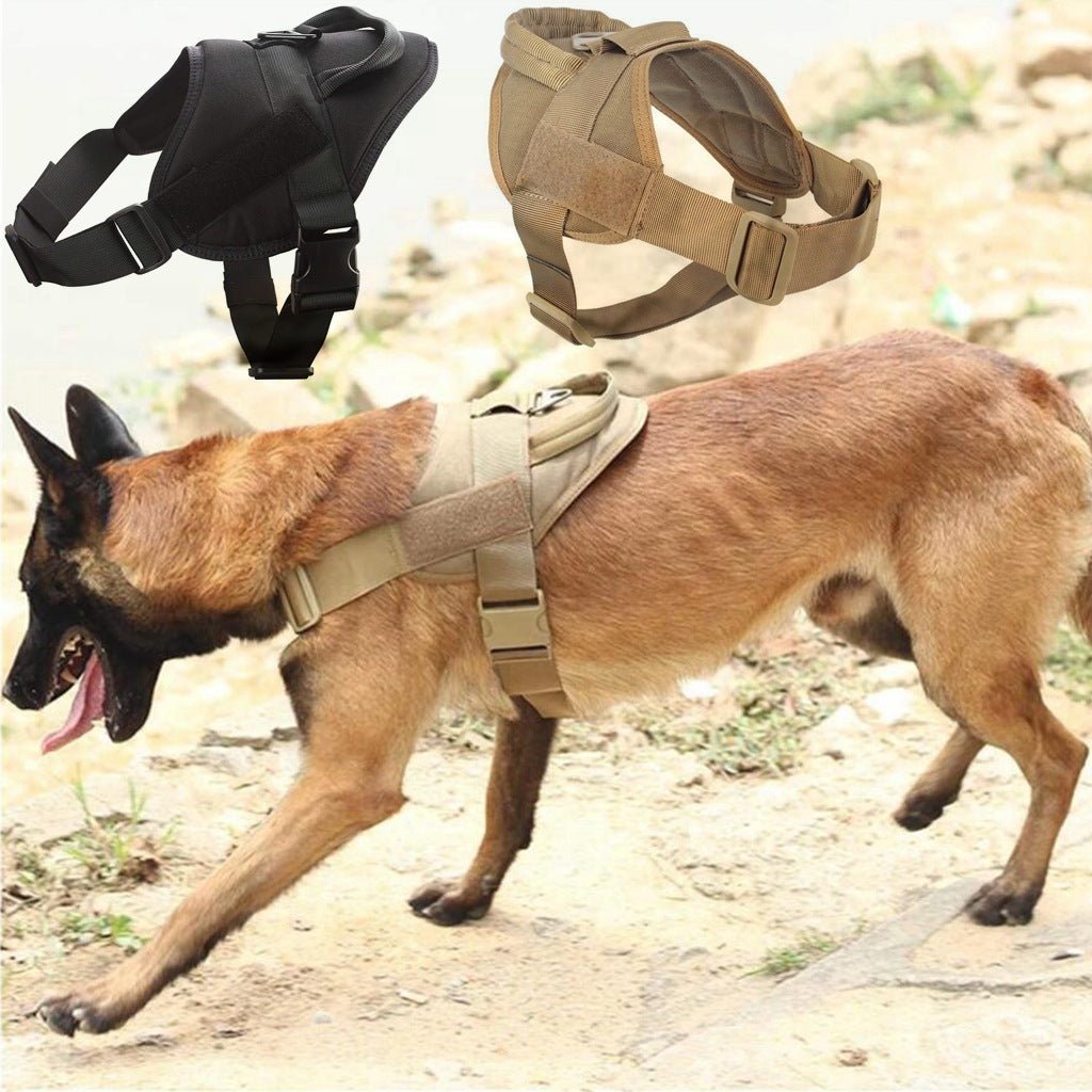 Dog Tactical Vest Nylon Outdoor Waterproof Dog Clothing Large And Medium-Sized Dog Training Vest Chest Strap Traction - Tail Tales