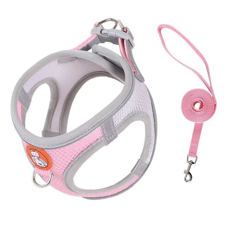 Pet dog leash traction rope reflective chest and back dog leash small dog leash cat leash anti loosening not strangling the neck - Tail Tales