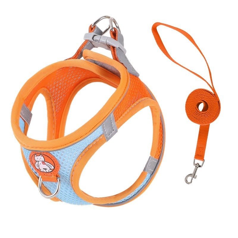 Pet dog leash traction rope reflective chest and back dog leash small dog leash cat leash anti loosening not strangling the neck - Tail Tales
