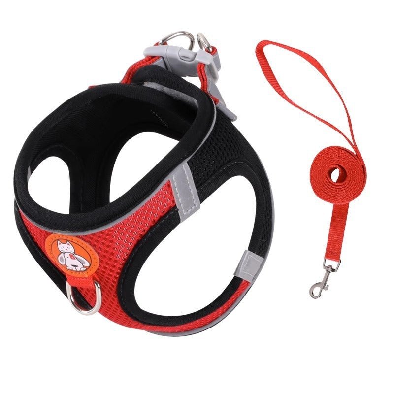 Pet dog leash traction rope reflective chest and back dog leash small dog leash cat leash anti loosening not strangling the neck - Tail Tales