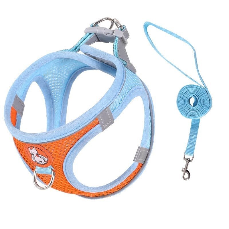 Pet dog leash traction rope reflective chest and back dog leash small dog leash cat leash anti loosening not strangling the neck - Tail Tales