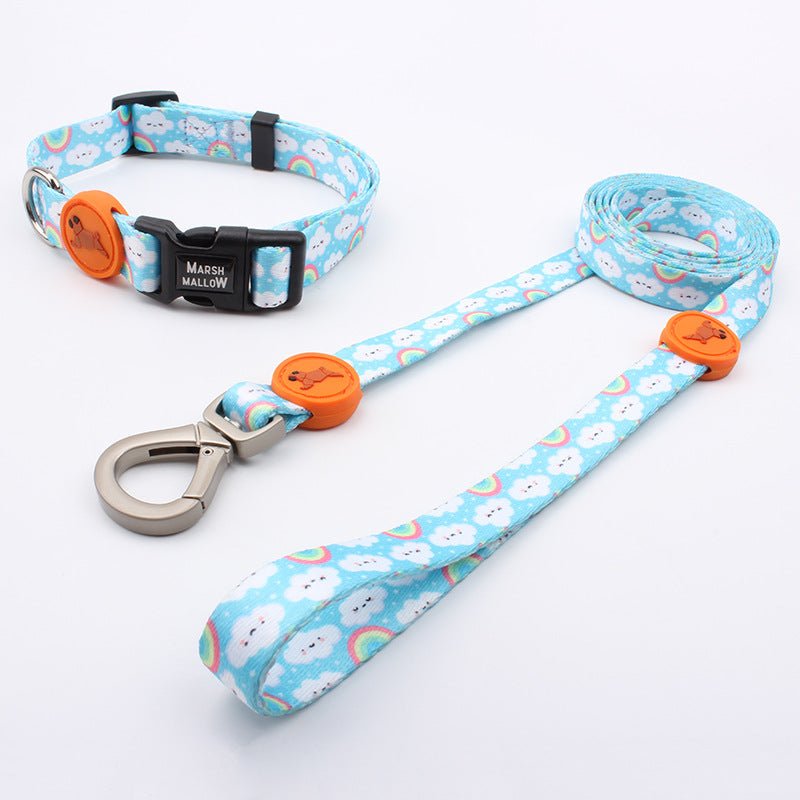 Printed Dog Leash Vest Large Dog Pet Leash Suit Cute Pet Collar Big Dog Leash Three Piece Set - Tail Tales