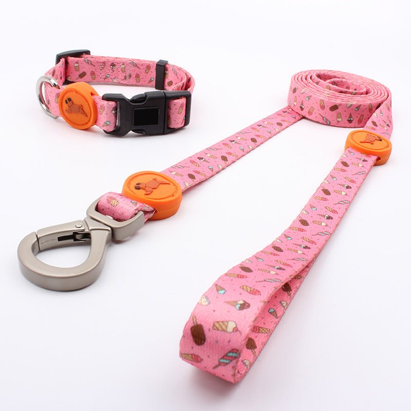 Printed Dog Leash Vest Large Dog Pet Leash Suit Cute Pet Collar Big Dog Leash Three Piece Set - Tail Tales