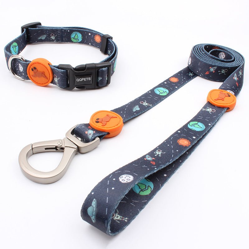 Printed Dog Leash Vest Large Dog Pet Leash Suit Cute Pet Collar Big Dog Leash Three Piece Set - Tail Tales