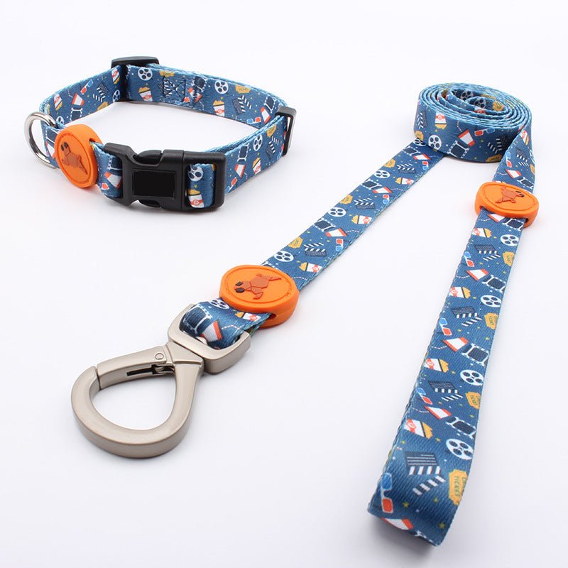 Printed Dog Leash Vest Large Dog Pet Leash Suit Cute Pet Collar Big Dog Leash Three Piece Set - Tail Tales