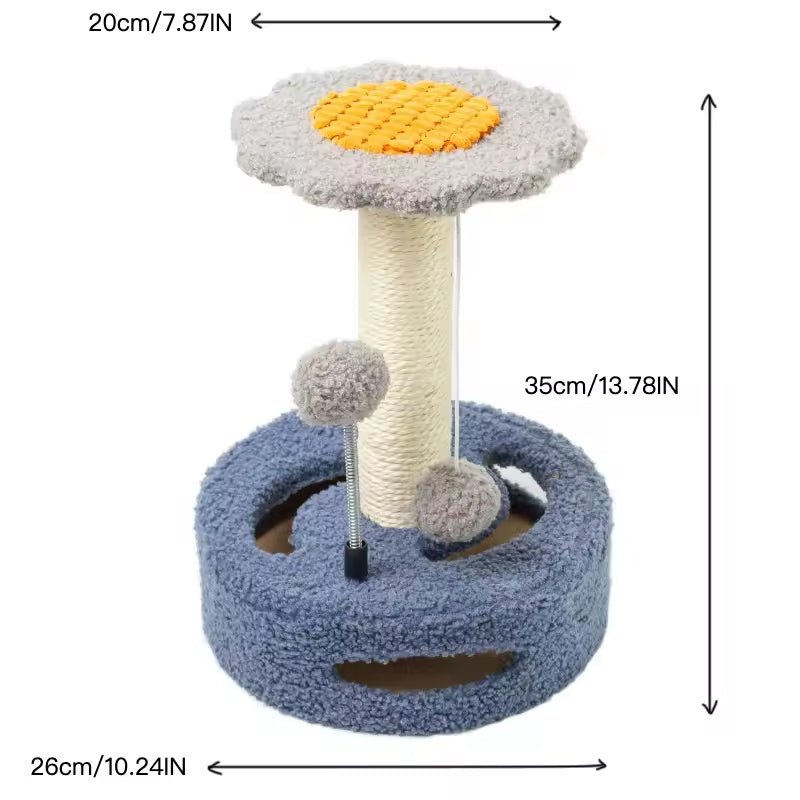 Sunflower Cat Tree – Small Cat Climbing Tower with Scratch Posts & Ball Toy - Tail Tales