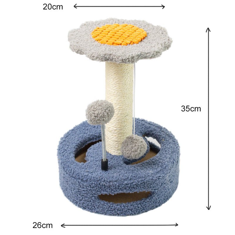 Sunflower Cat Tree – Small Cat Climbing Tower with Scratch Posts & Ball Toy - Tail Tales