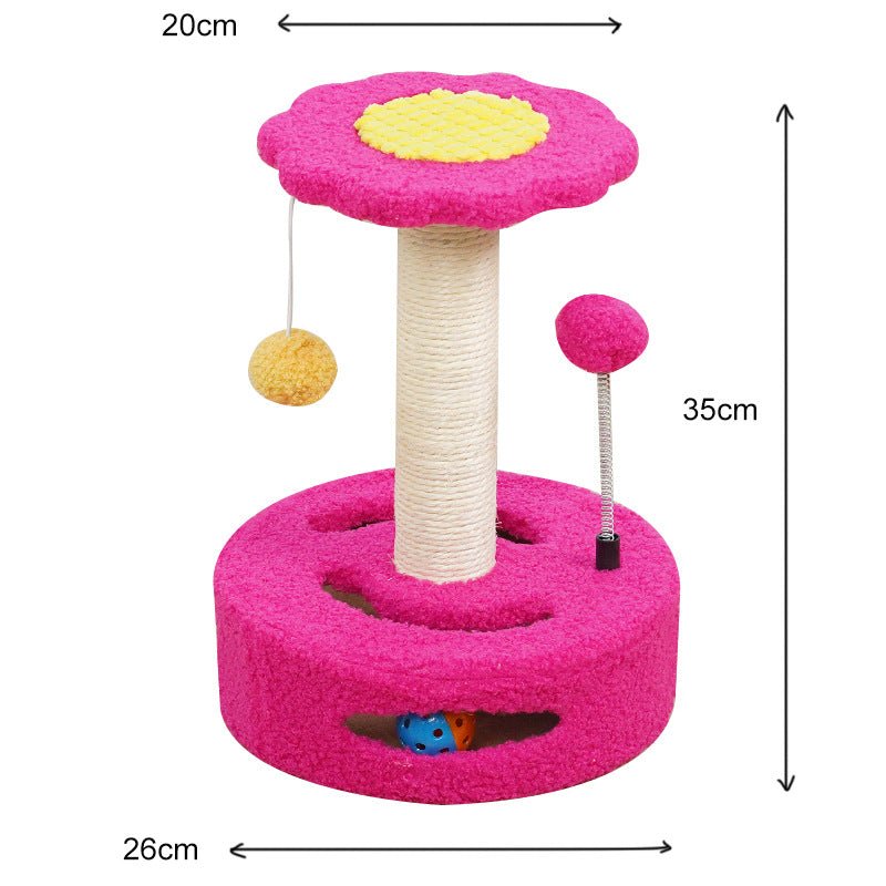 Sunflower Cat Tree – Small Cat Climbing Tower with Scratch Posts & Ball Toy - Tail Tales