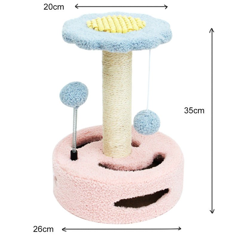 Sunflower Cat Tree – Small Cat Climbing Tower with Scratch Posts & Ball Toy - Tail Tales