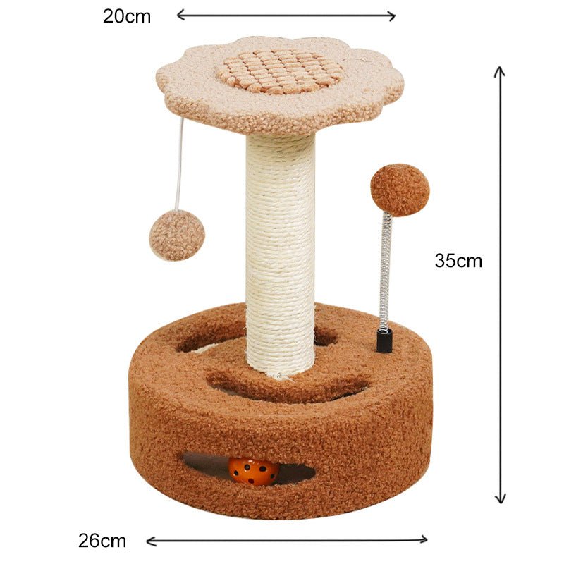 Sunflower Cat Tree – Small Cat Climbing Tower with Scratch Posts & Ball Toy - Tail Tales